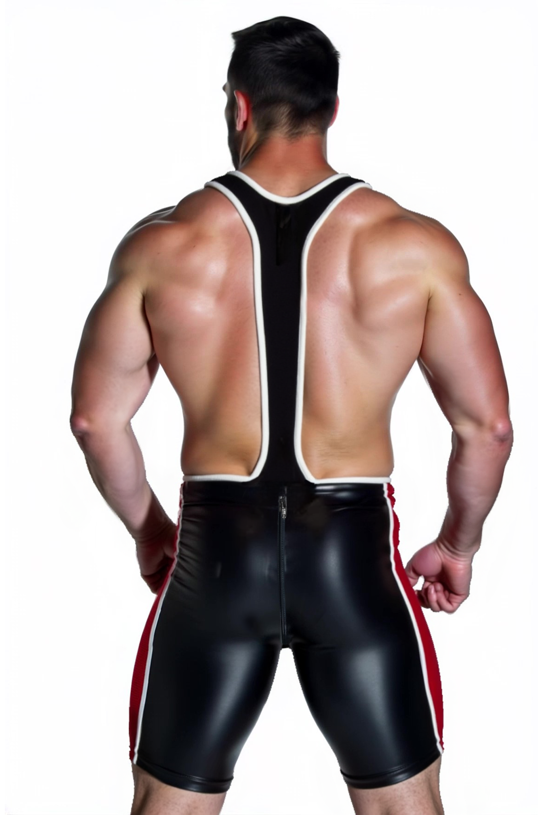Joyglove Men's Deep Cut Wet-Look Wrestling Singlet