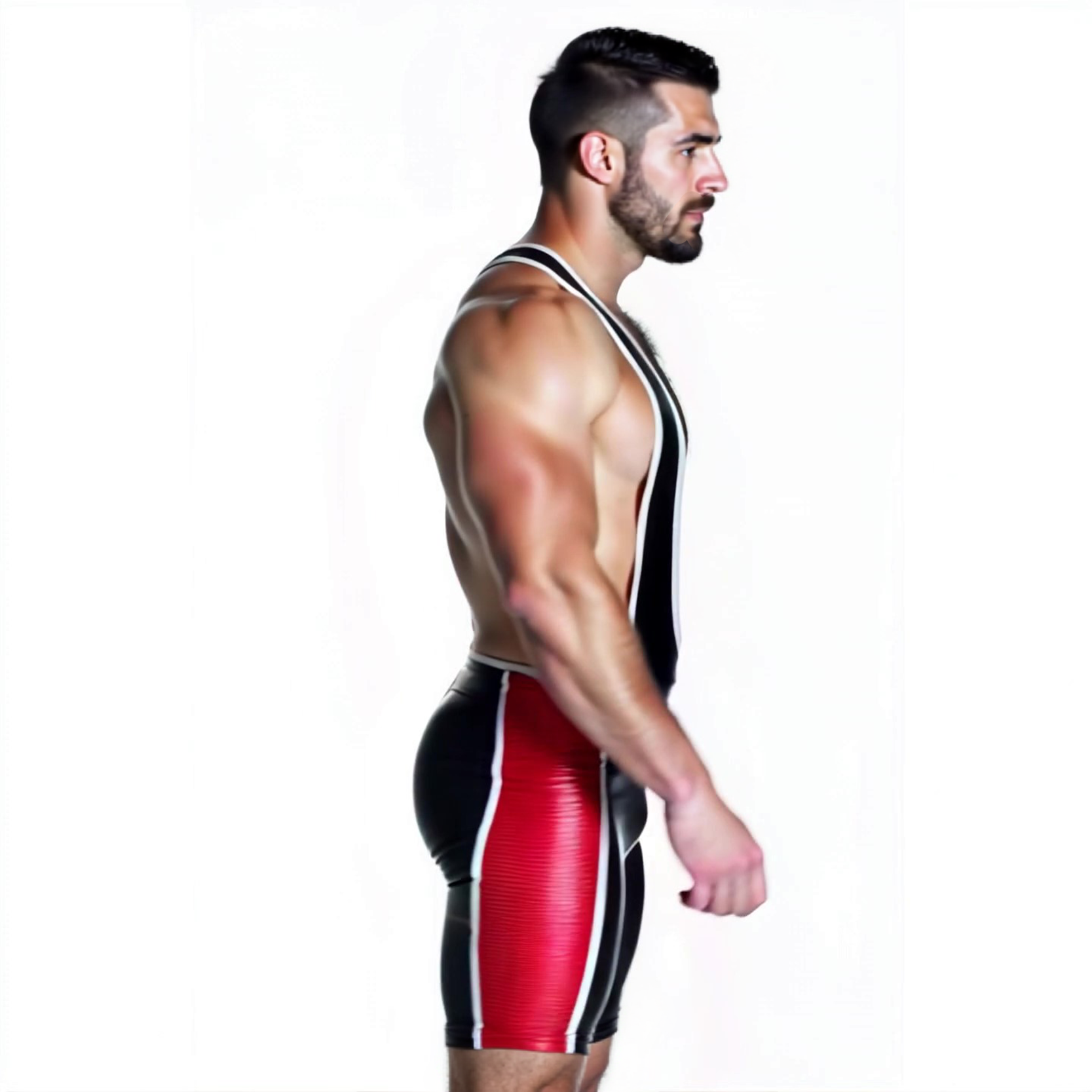 Joyglove Men's Deep Cut Wet-Look Wrestling Singlet