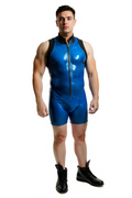 “Blue Reign” Leather Short Jumpsuit