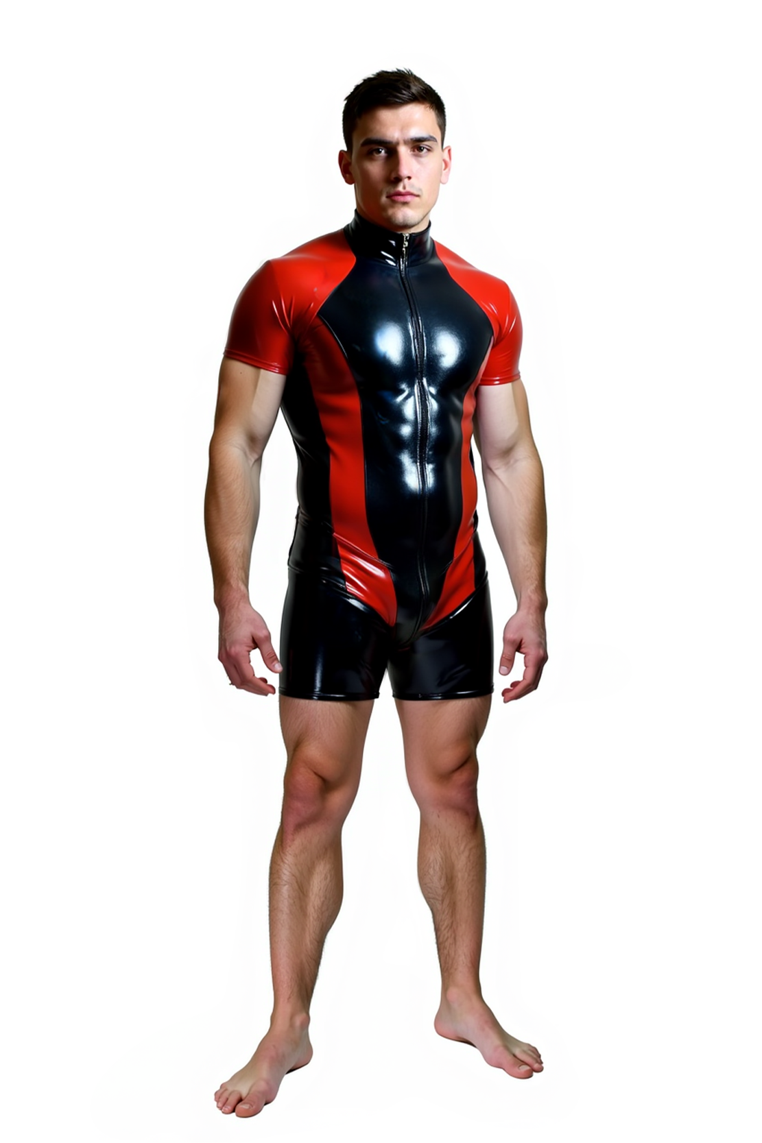 Joyglove Men's Two-Tone Red and Black Bodysuit