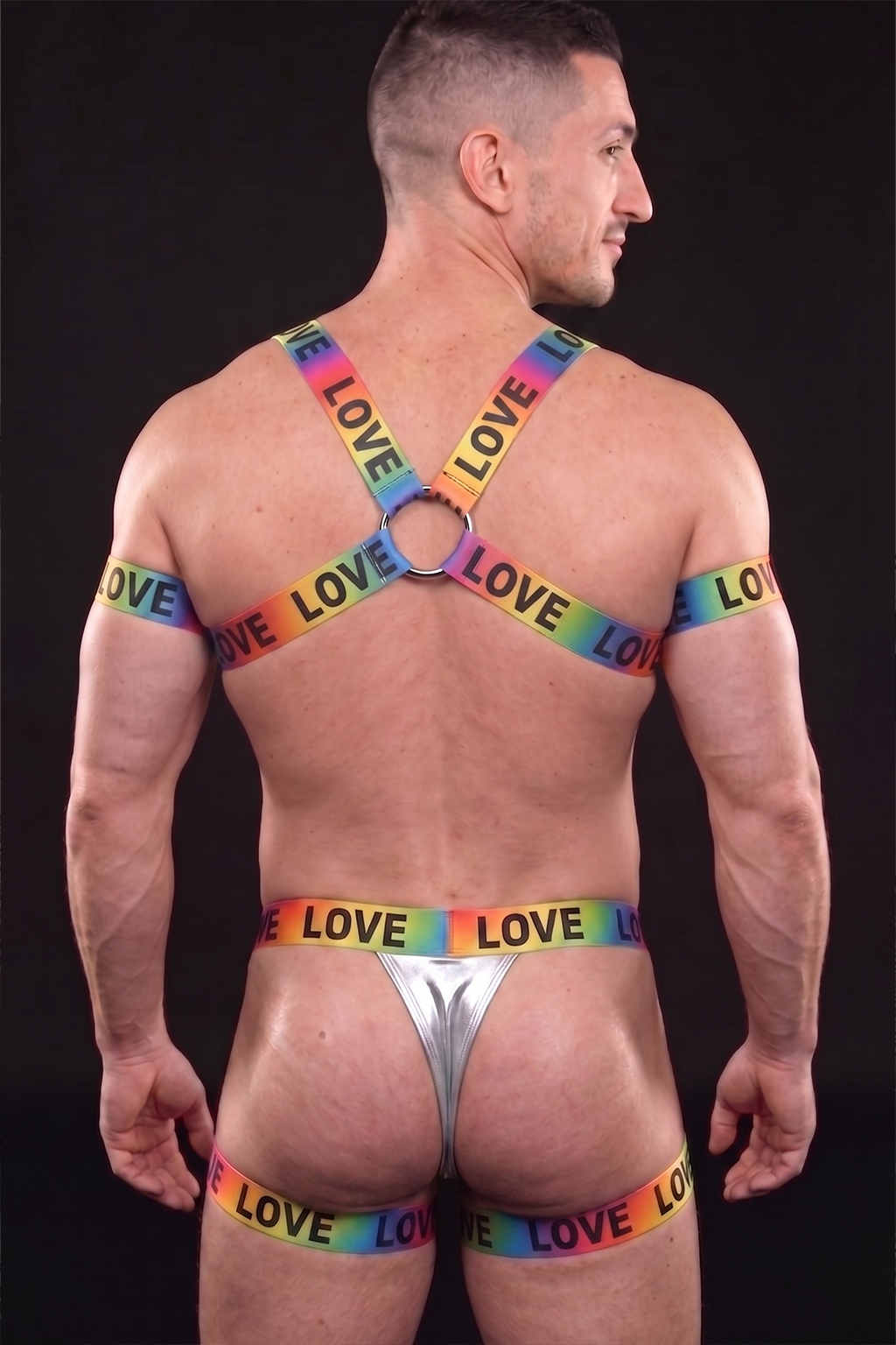 Joylgbt Men’s Rainbow Logo Elastic Harness Set	