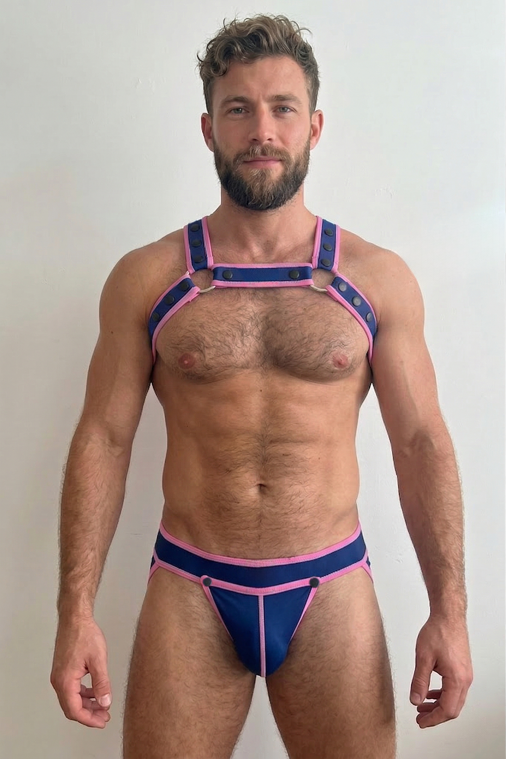 Joyglove Blue Pink Harness Set with Studded Strap Design
