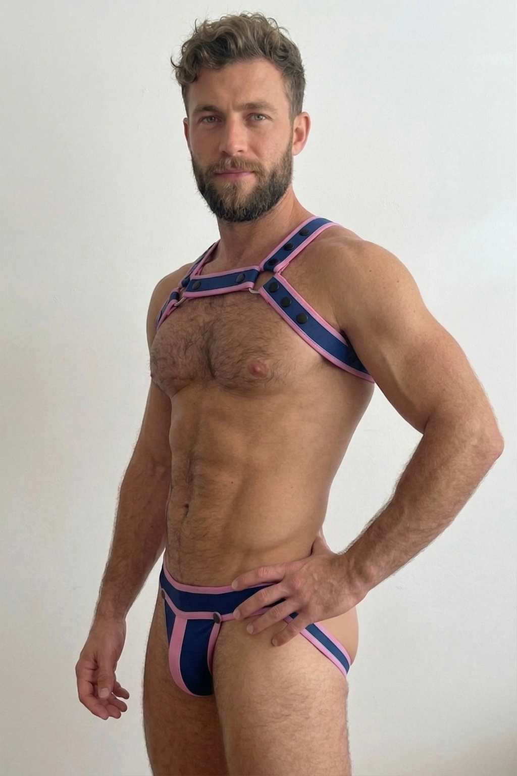 Joyglove Blue Pink Harness Set with Studded Strap Design