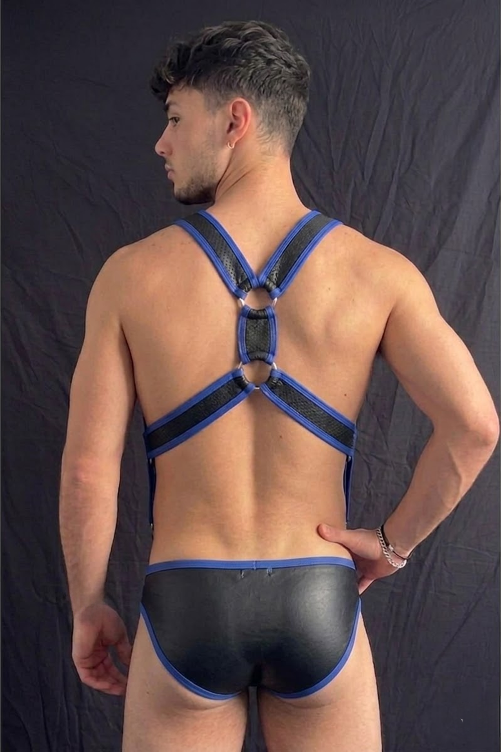 Joyglove Fetish-Style Harness Outfit — Metal Rings, Clips & Lace-Up Front