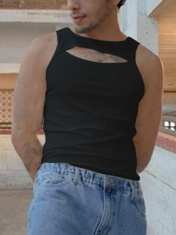 Mens Sexy Cutout Front Sleeveless Vest