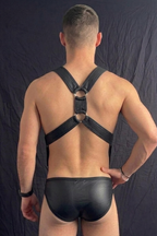 Joyglove Fetish-Style Harness Outfit — Metal Rings, Clips & Lace-Up Front