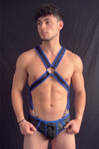 Joyglove Fetish-Style Harness Outfit — Metal Rings, Clips & Lace-Up Front
