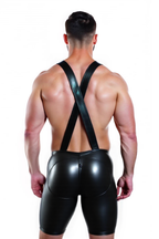 Joyglove Men’s Faux Leather Suspender Shorts