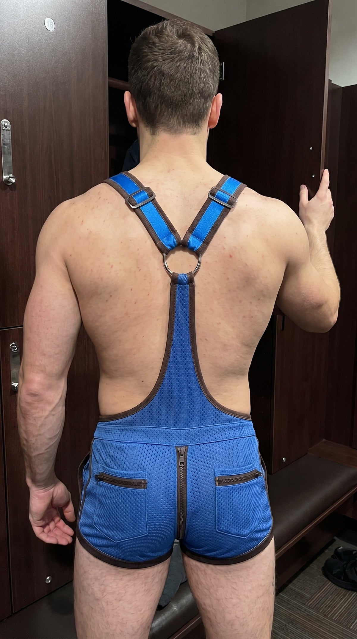 Joy-lgbt Men’s Red Mesh Suspender Shorts Romper