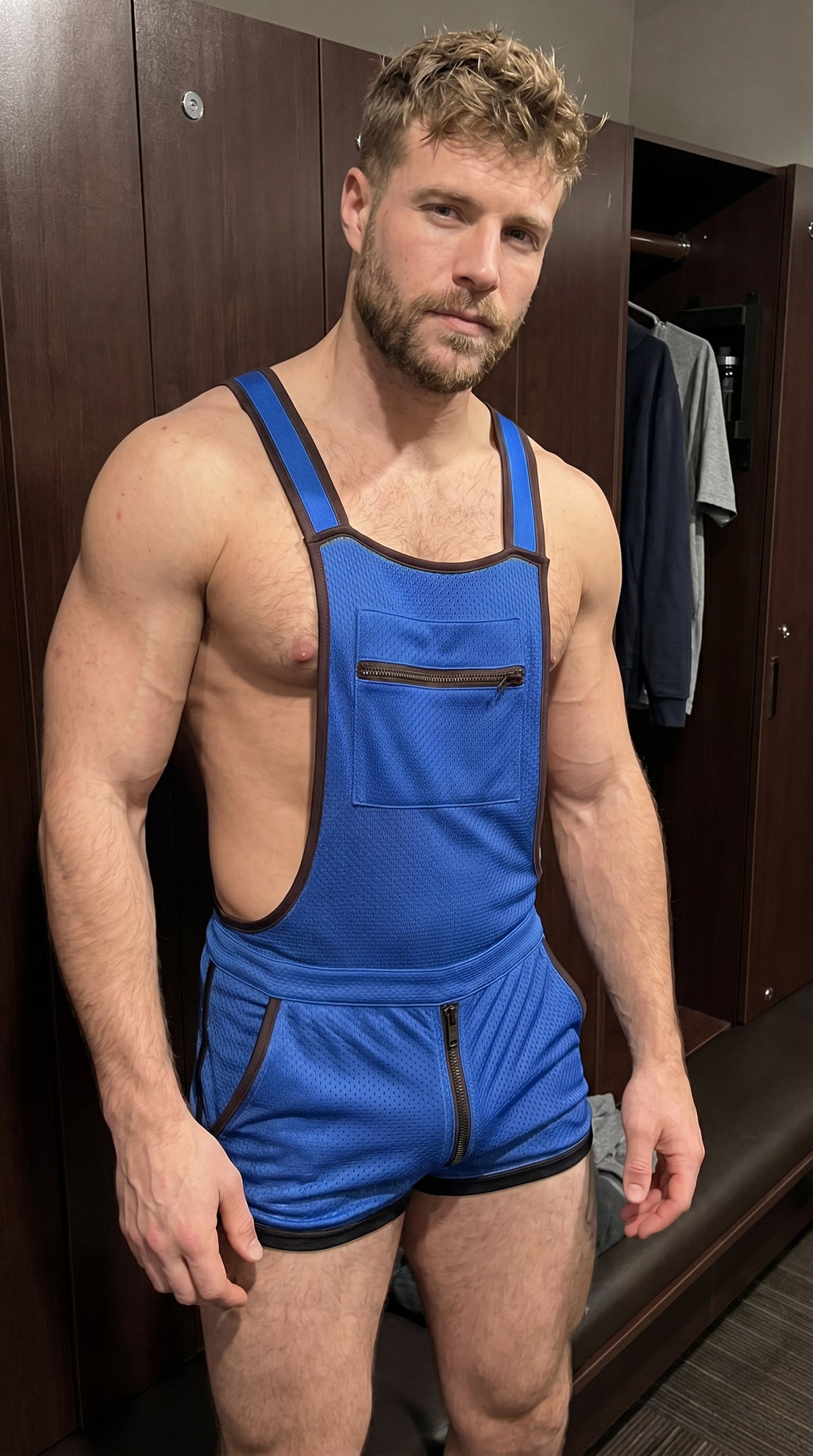 Joy-lgbt Men’s Red Mesh Suspender Shorts Romper