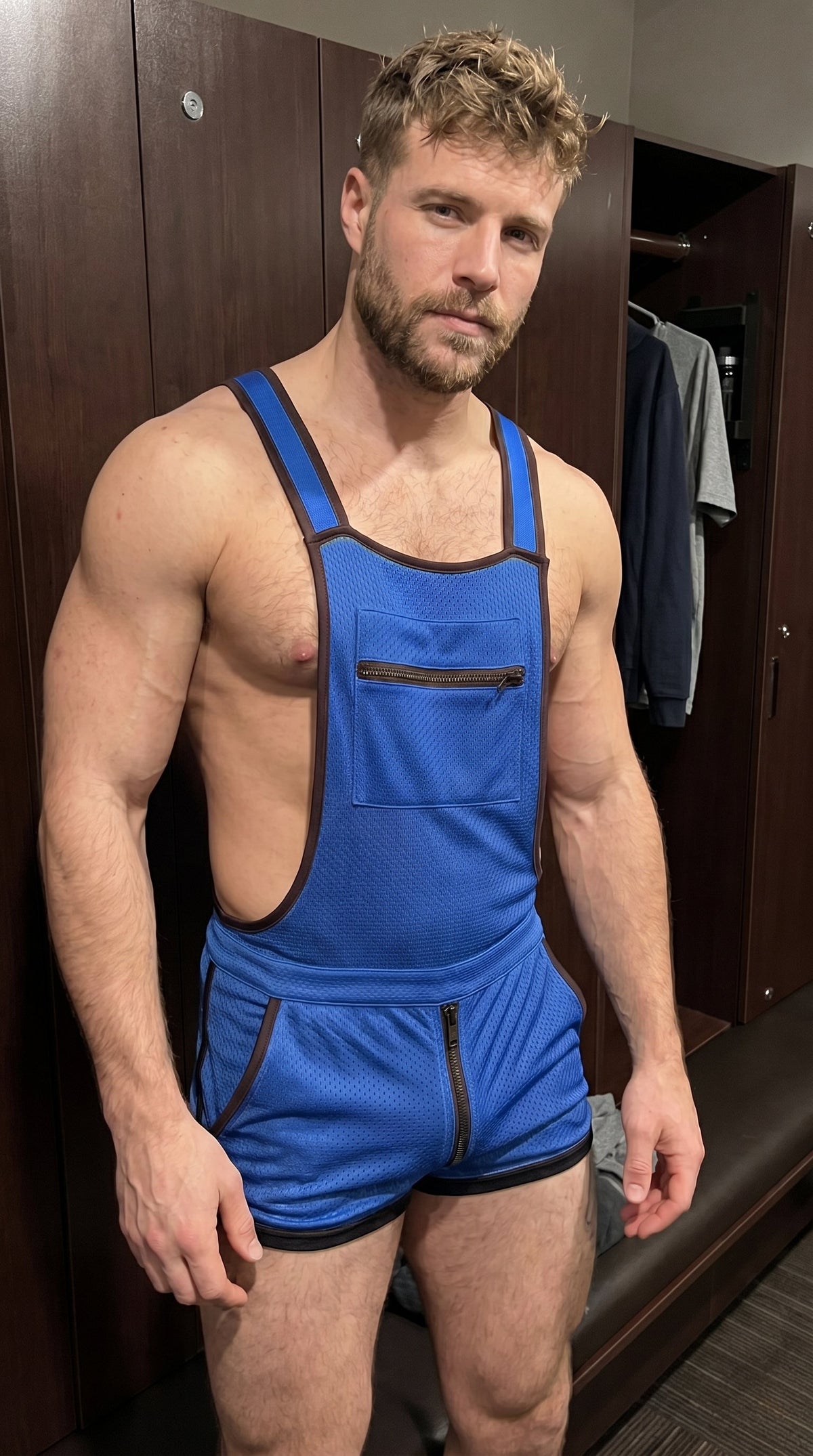 Joy-lgbt Men’s Red Mesh Suspender Shorts Romper