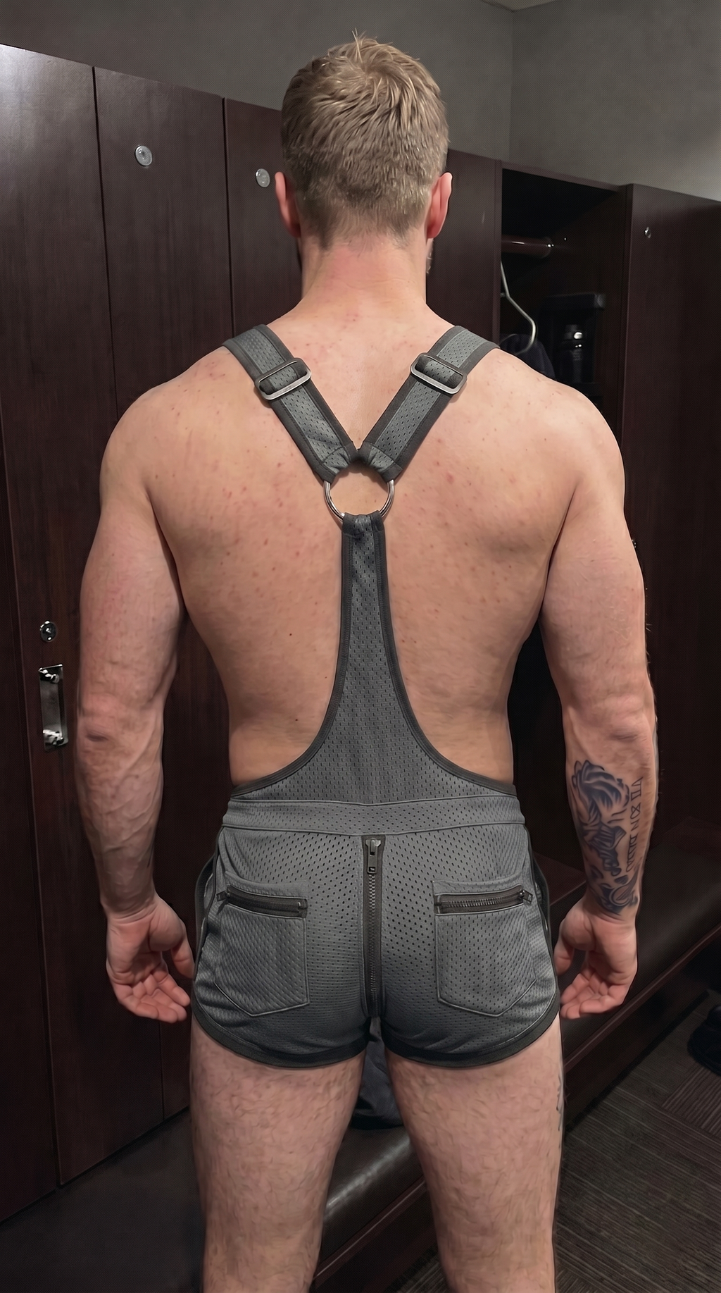 Joy-lgbt Men’s Red Mesh Suspender Shorts Romper