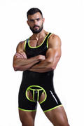 Joyglove Sleek Full-Body Black Bodysuit for Men – Open Front Detail