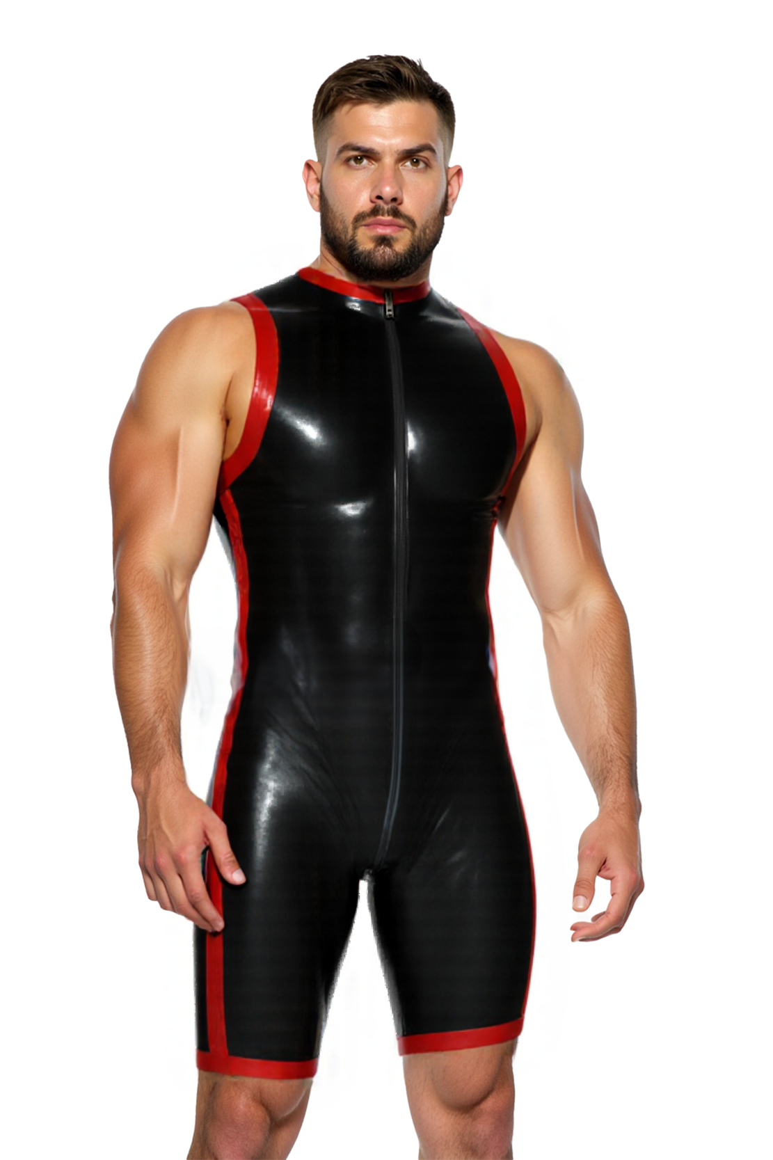 Joyglove Men’s Sleeveless Bodysuit – Glossy Black Romper
