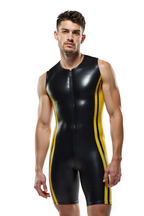 Joyglove Men's Zip-Front Pu Leather Look Bodysuit