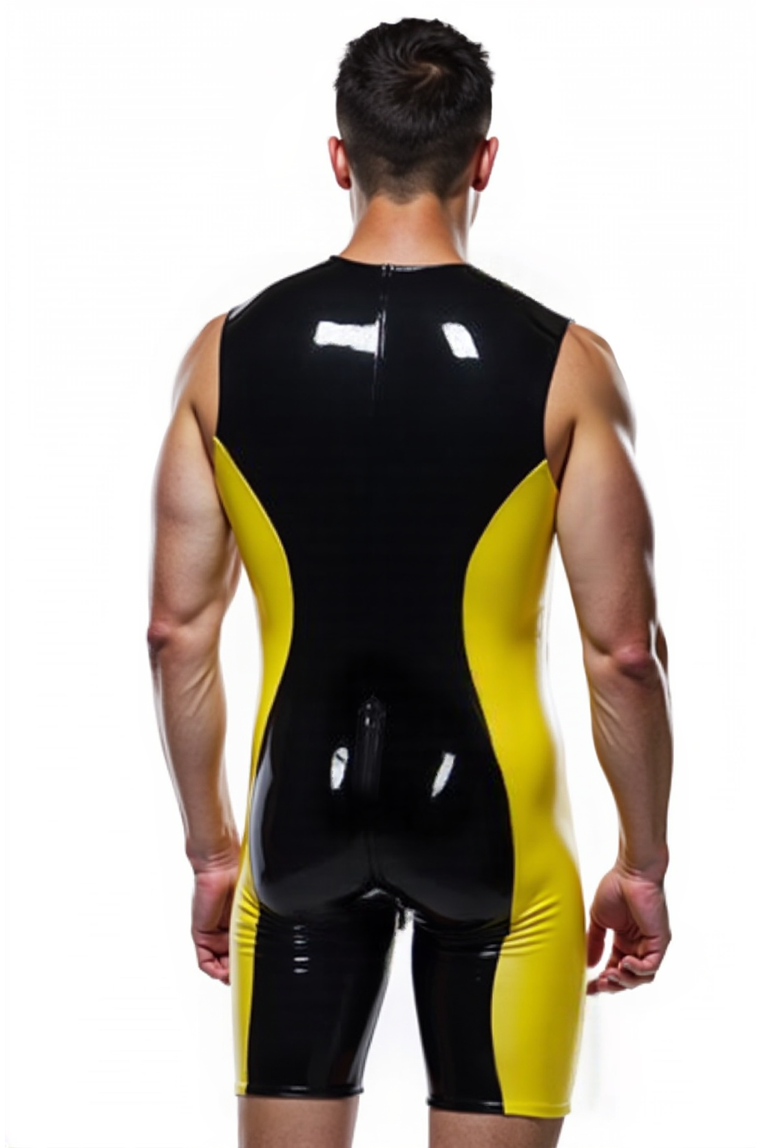 Joyglove Men's Zip-Front Pu Leather Look Bodysuit