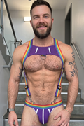 Joyglove Rainbow Pride Harness Set – Purple Mesh Chest Harness + Jockstrap