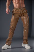 Flared faux leather jogging pants Pu