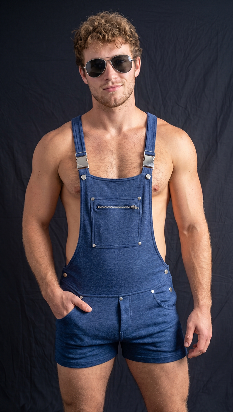 Faux Denim Slim Fit Overall Shorts for a Chic Casual Vibe