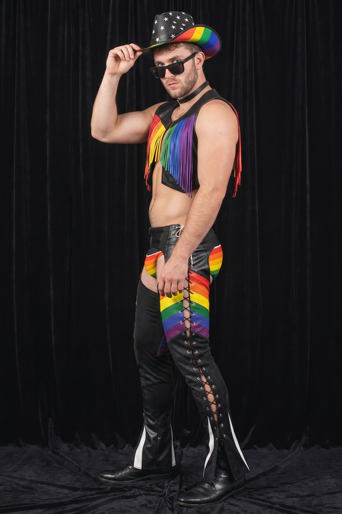 Colorful Cowboy Ensemble with Fringe Vest and Matching （Without a hat）