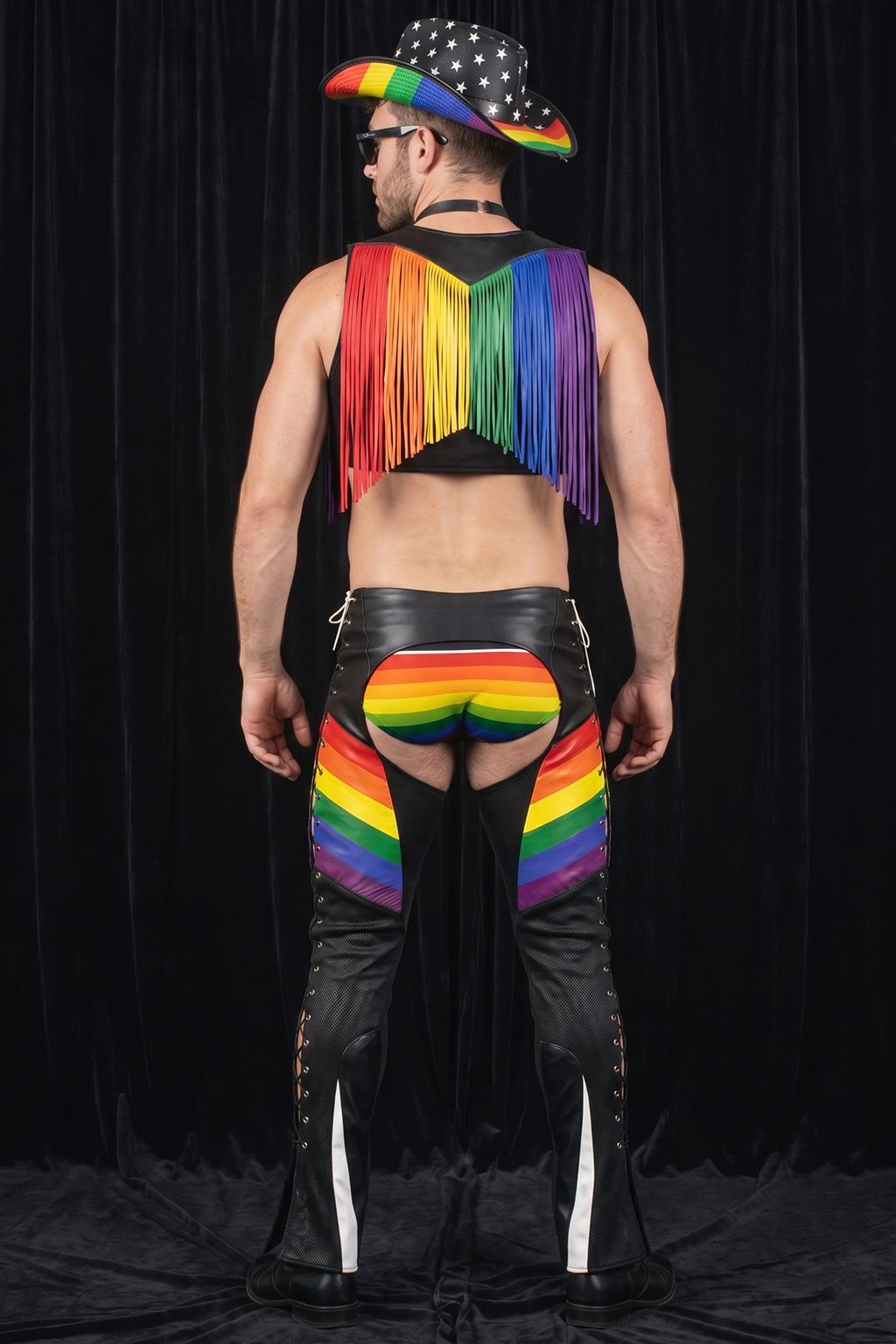 Colorful Cowboy Ensemble with Fringe Vest and Matching （Without a hat）