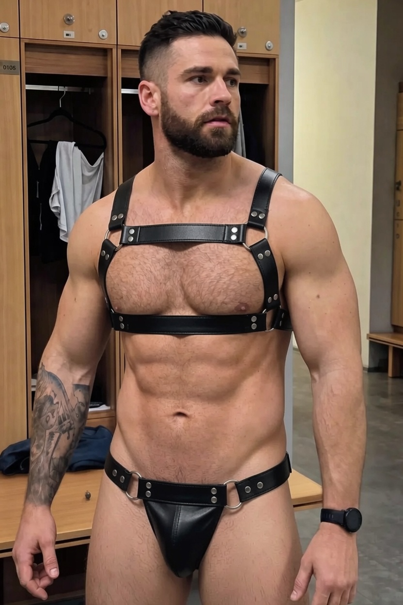 Joyglove PU Leather Black Harness & Jockstrap Set – Open-Back Cheeky Cut