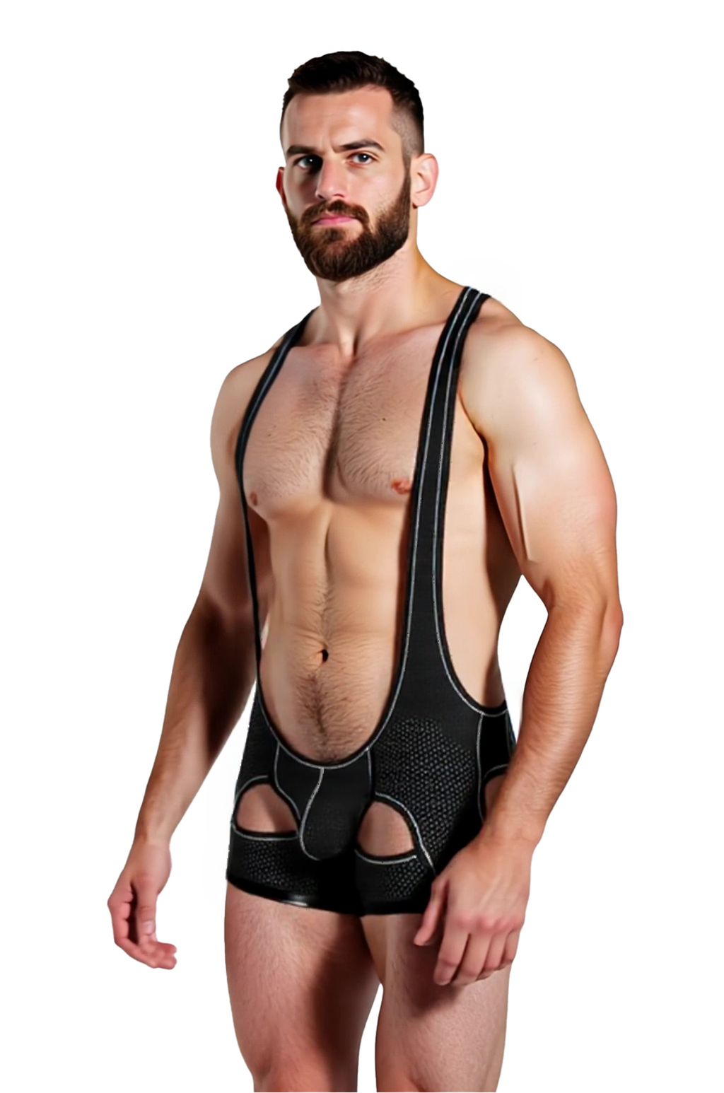 Joyglove Men's Mesh Cut-Out Wrestling Singlet