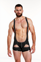 Joyglove Men's Mesh Cut-Out Wrestling Singlet