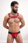 Joyglove Red & Black Leather-Style Harness Set — Chest Straps + Jockstrap Brief