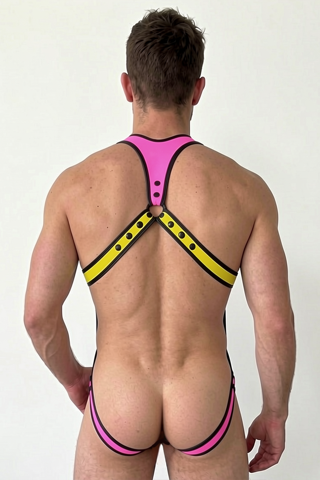 Joyglove Fierce & Fun PU Leather Color-Block Harness Briefs