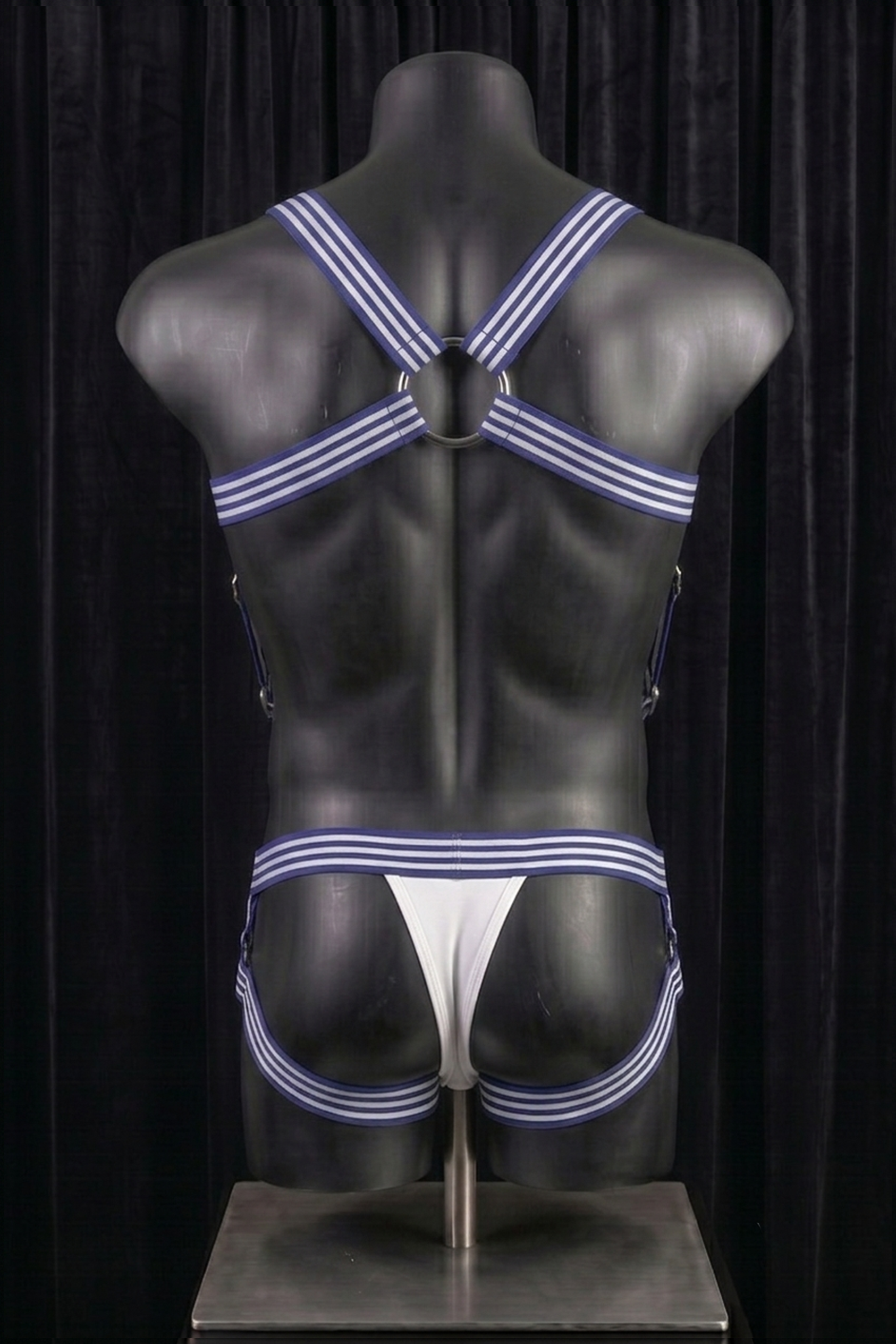 Joyglove Men's Houndstooth Strap Harness Set with Ring Detail and Open Frame Design