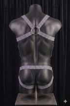 Joyglove Men's Houndstooth Strap Harness Set with Ring Detail and Open Frame Design
