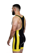 Joyglove Men's Shiny PU Leather Wrestling Singlet