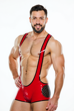 Joyglove Red PU Leather Fetish Singlet