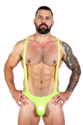 Joyglove High-Cut Neon PU Leather Thong Bodysuit