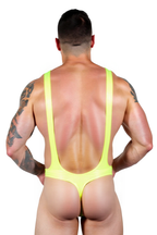 Joyglove High-Cut Neon PU Leather Thong Bodysuit