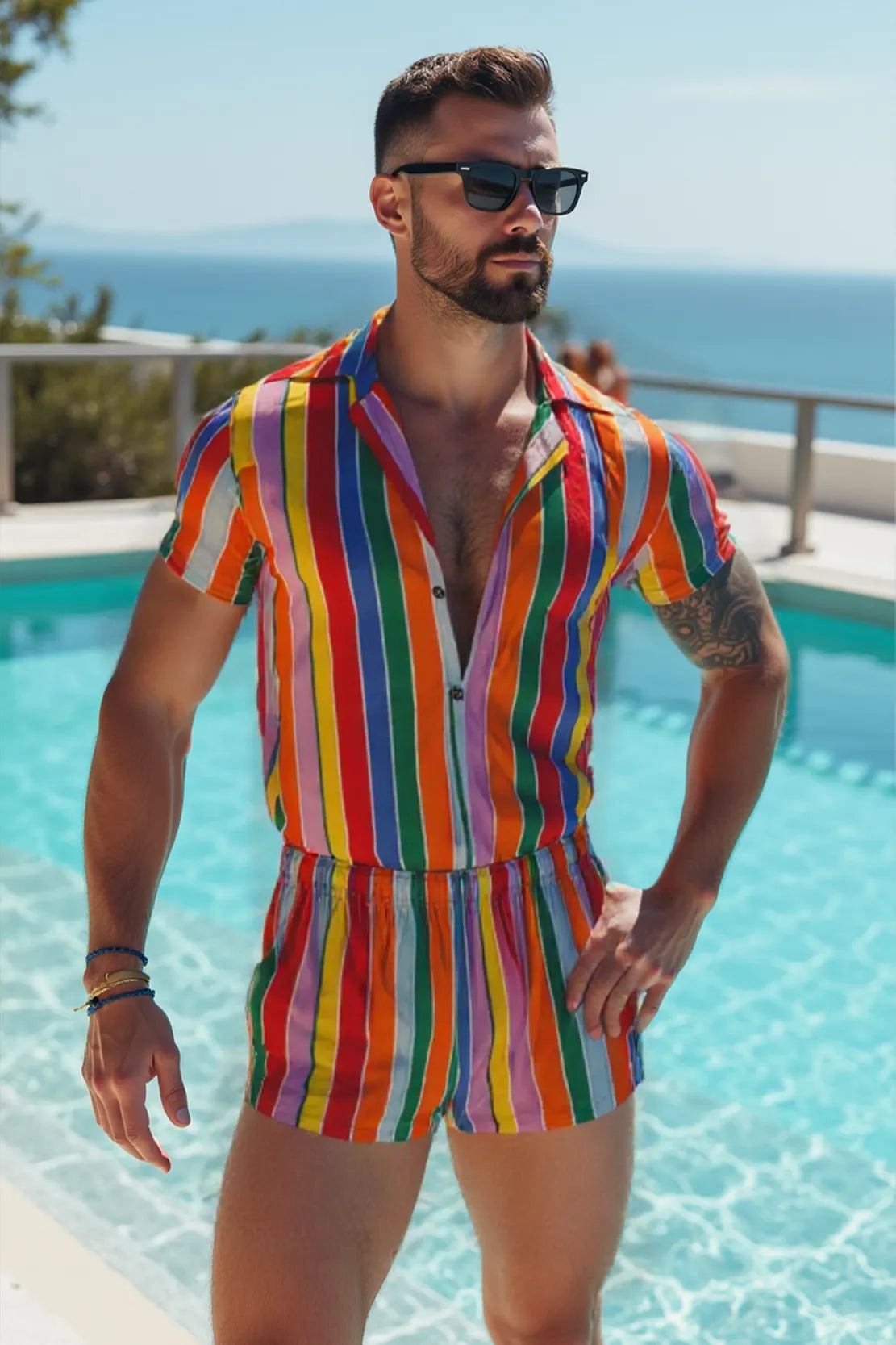 Joyglove Rainbow Striped Two‑Piece Set - Your Ultimate Vacation Vibe
