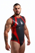 Joyglove High-Shine One-Piece Suit – Sleek Red Accents