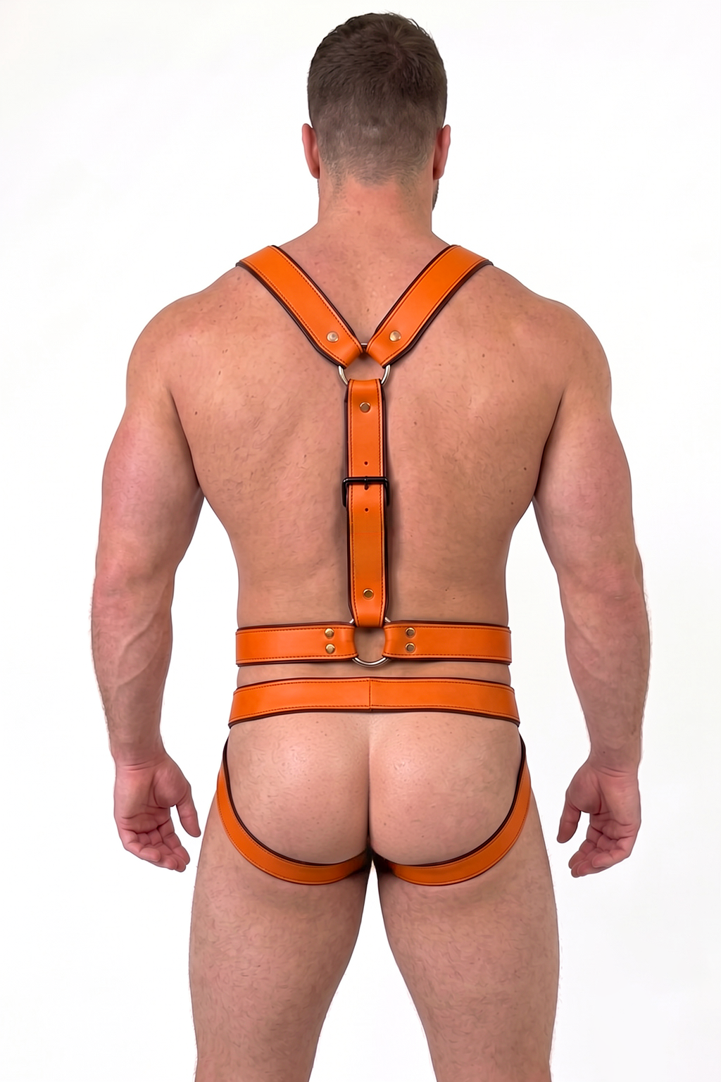 Men's PU Leather Triple Breast Chest Harness - Metal O-Ring Punk Gothic Studded Body Straps Festival Rave Wear