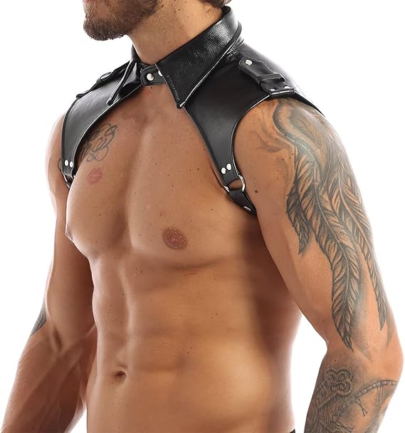 Men's Steampunk Pu Leather Shoulder Armor Harness
