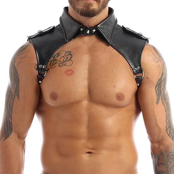 Men's Steampunk Pu Leather Shoulder Armor Harness