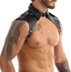 Men's Steampunk Pu Leather Shoulder Armor Harness