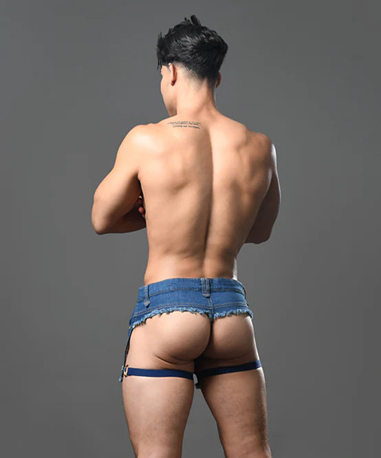 Retro Castro Distressed Exposed-Back Shorts – Bold & Daring Design