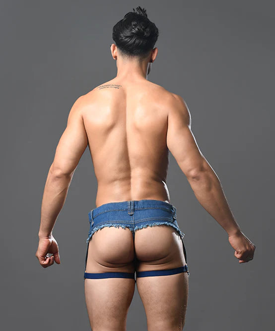 Retro Castro Distressed Exposed-Back Shorts – Bold & Daring Design