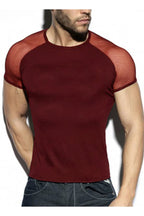 Mesh See Through Patchwork Short Sleeve Round Neck T-shirt