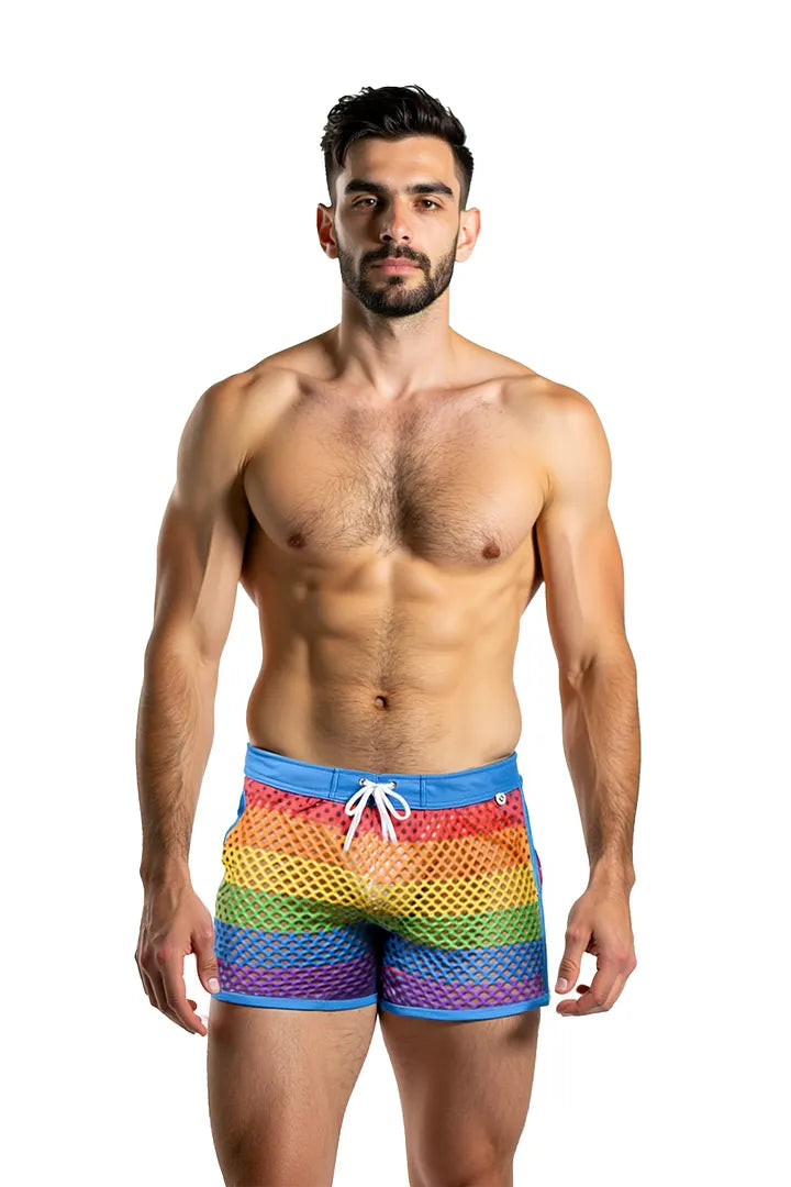 Joyglove  Men's Rainbow Mesh Swim Shorts
