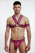 Joyglove PU Leather Ring Harness + Jockstrap Set, Adjustable Armband Straps (Multi-Color)