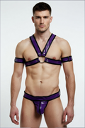 Joyglove PU Leather Ring Harness + Jockstrap Set, Adjustable Armband Straps (Multi-Color)