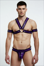Joyglove PU Leather Ring Harness + Jockstrap Set, Adjustable Armband Straps (Multi-Color)