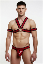 Joyglove PU Leather Ring Harness + Jockstrap Set, Adjustable Armband Straps (Multi-Color)